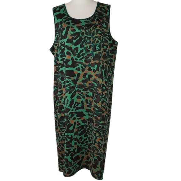 CHICO'S Green Black & Orange Sleeveless Animal Print Dress Women's 3 (16-18) - Picture 6 of 8